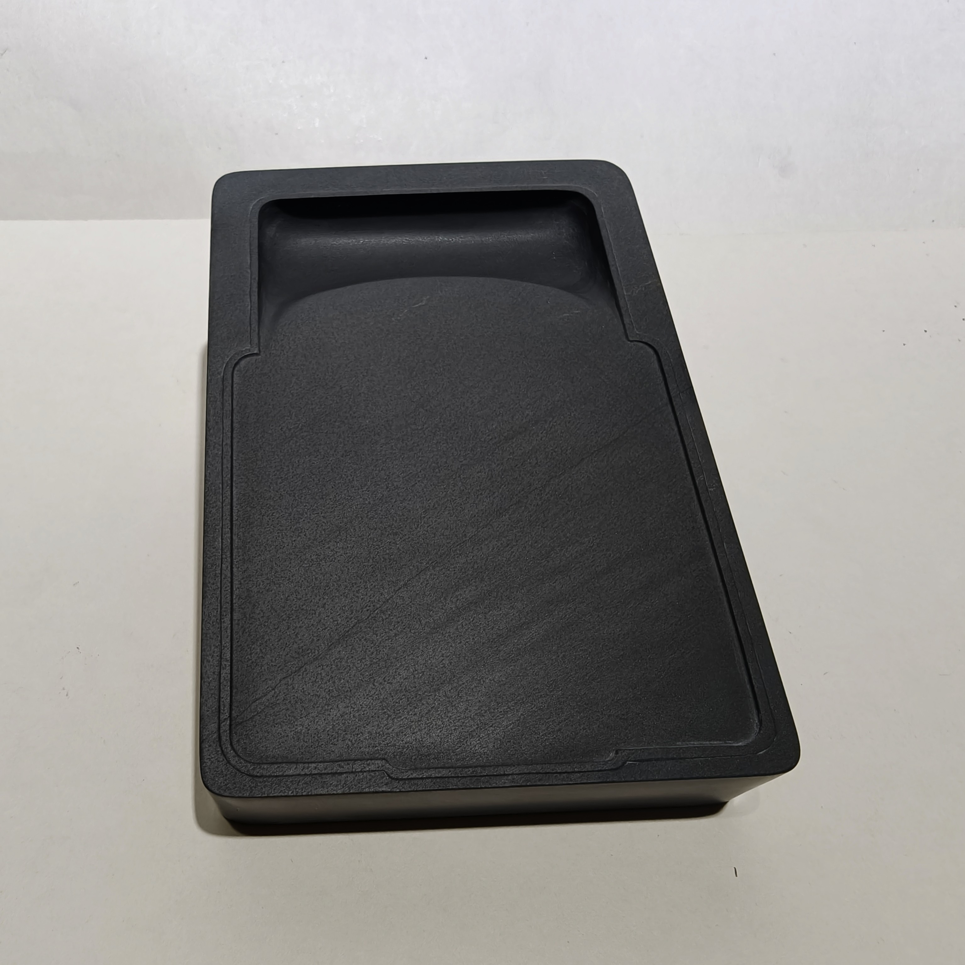 歙砚老坑龙尾石眉子坑罗纹鱼籽长方门字砚15.5x10.4x2.5cm