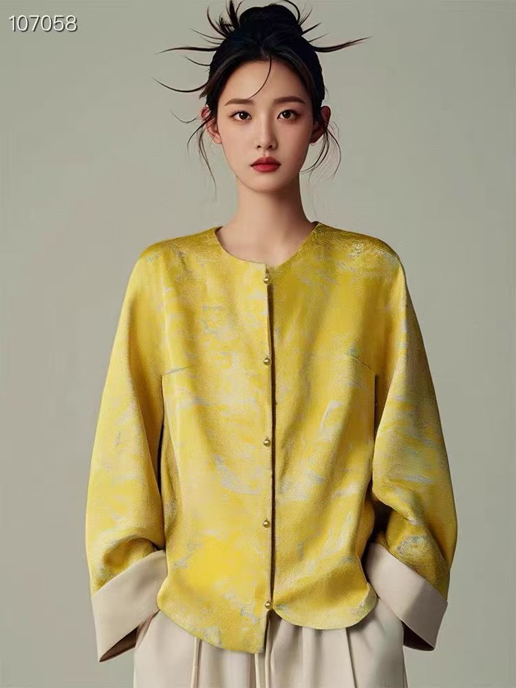 幂幂短外套国风浮雕时尚复古立领浮调圆领外套