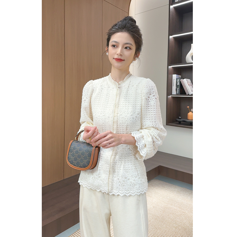 Dy~软呼呼“牛奶热衬衫”！手工定制~ 白色长袖打底衫女秋冬显瘦上衣