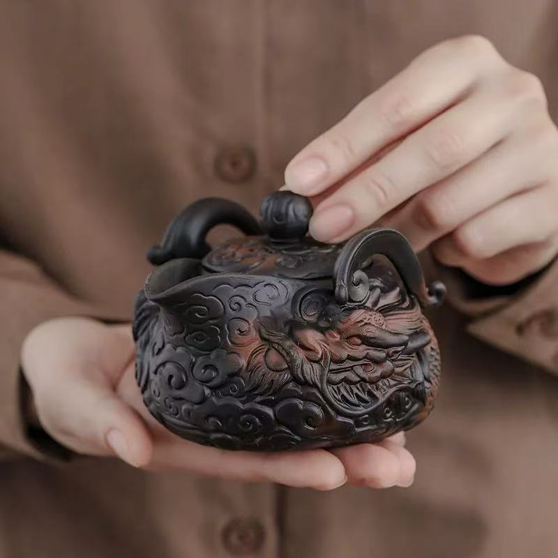 秋香茶具紫陶手抓宝瓶龙壶家用大容量泡茶壶-0065-0824