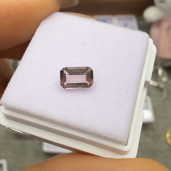 碧玺淡粉色4*6银S925镶嵌