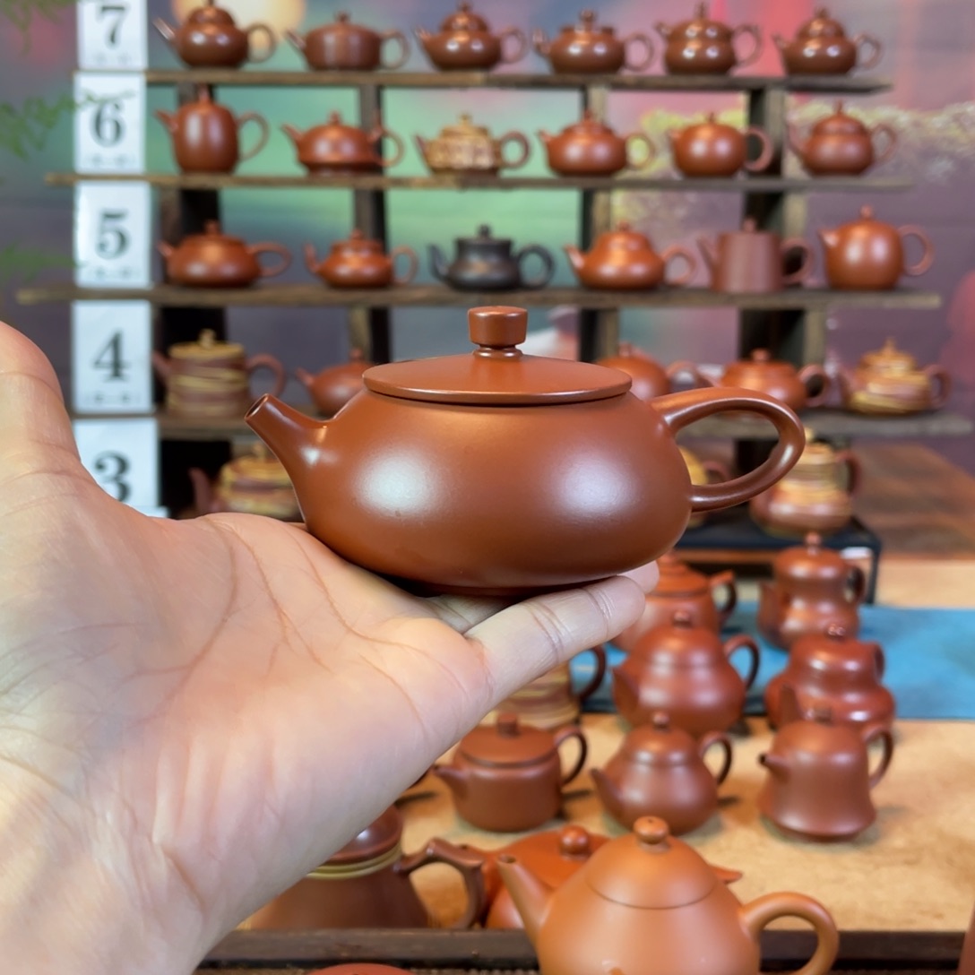 茶壶紫砂黄*王潮州手工手拉朱泥石瓢壶