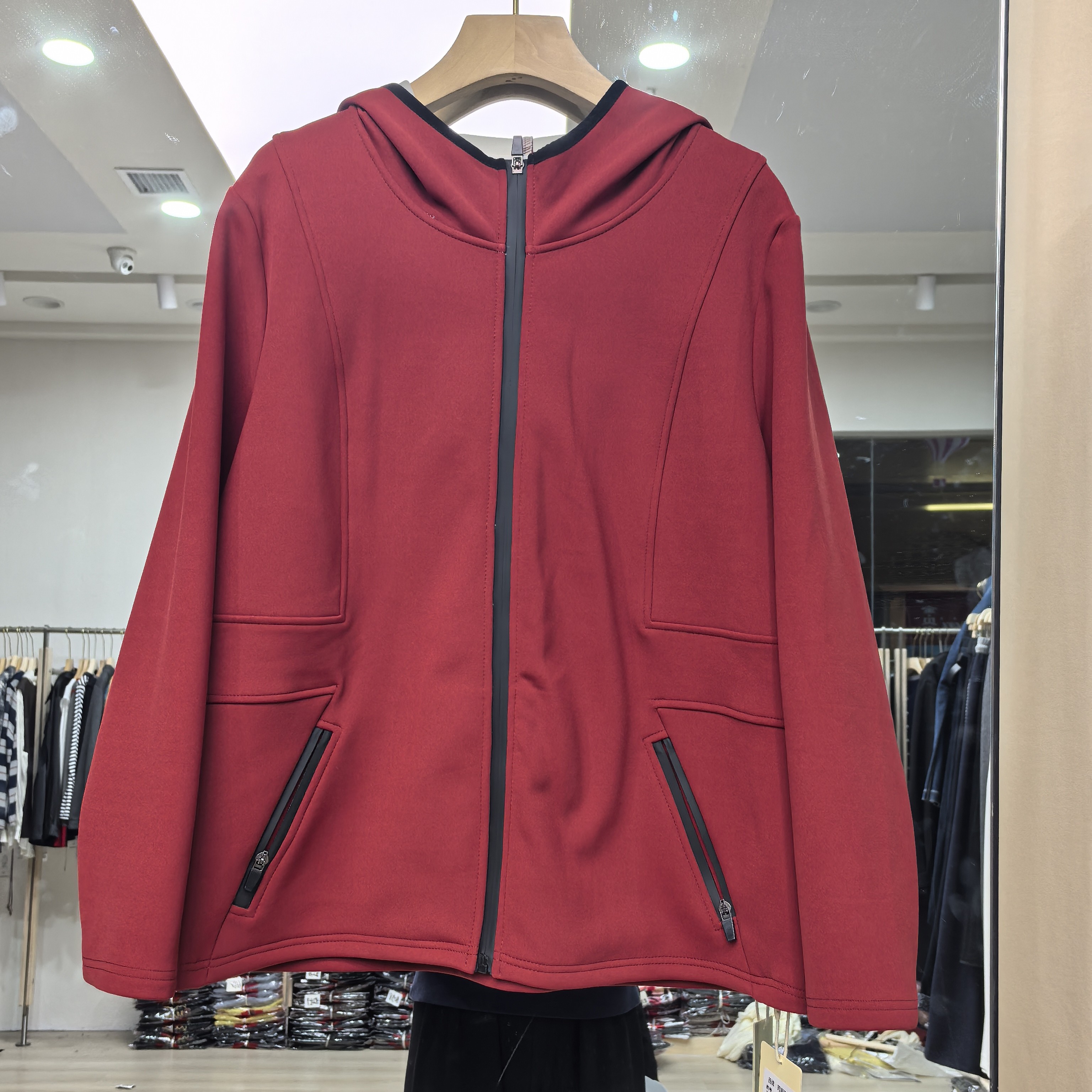 【芮娜】短款厚款连帽拉链短外套-9589