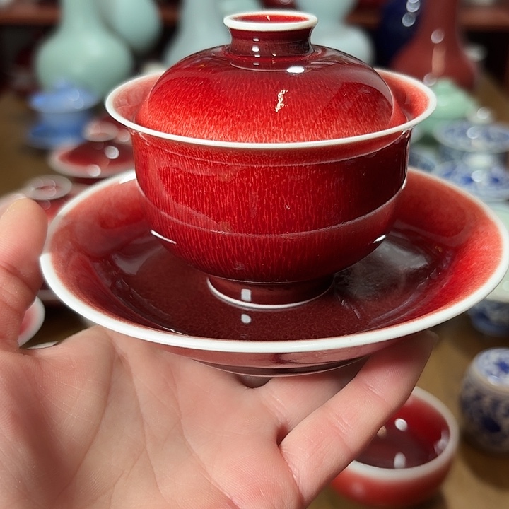 小***花陶瓷景德镇高温陶瓷盖碗