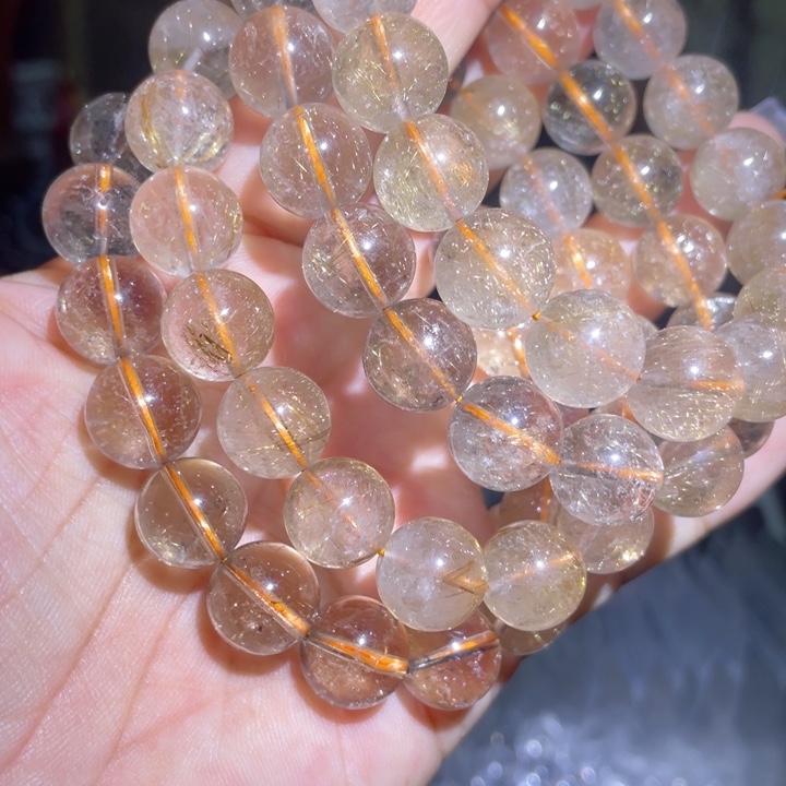 水晶手串未镶嵌12mm咖啡发手串多样性发其一