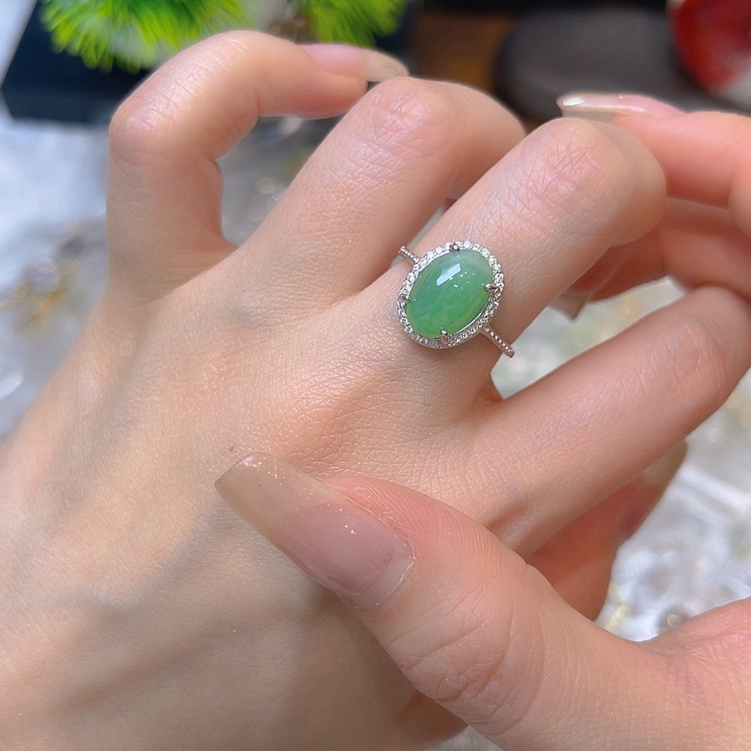 翡翠银S925镶嵌戒指