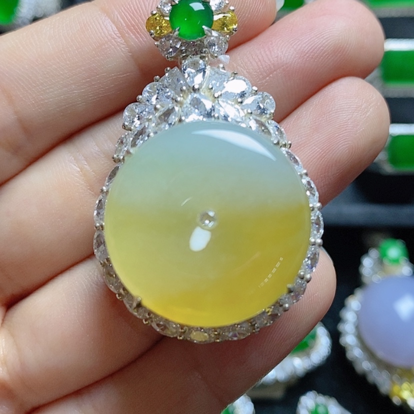 【闪购商品】翡翠银S925镶嵌挂件平安扣