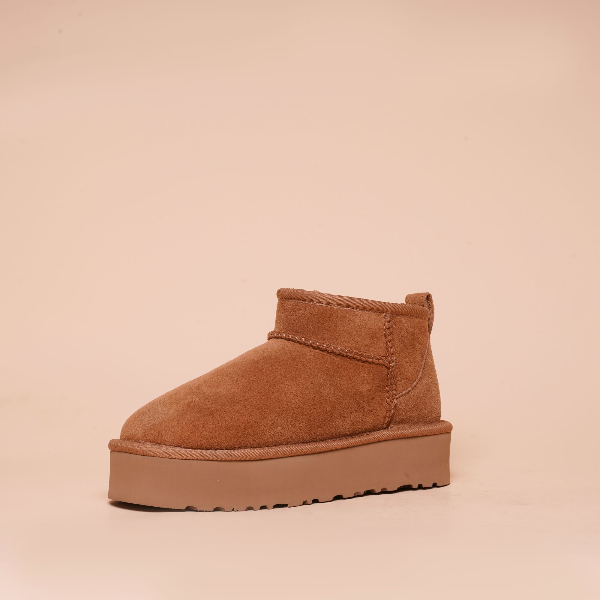 【厚底迷你】桑坡村皮毛一体真皮周冬雨同款雪地靴加厚真毛平底靴