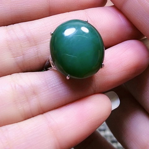 和田玉银S925镶嵌戒指