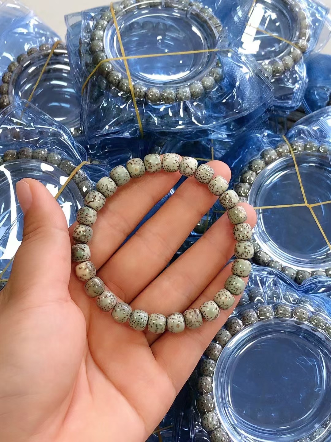 璞心国潮原脂天然石玉料星月菩提手串河豚天然原色