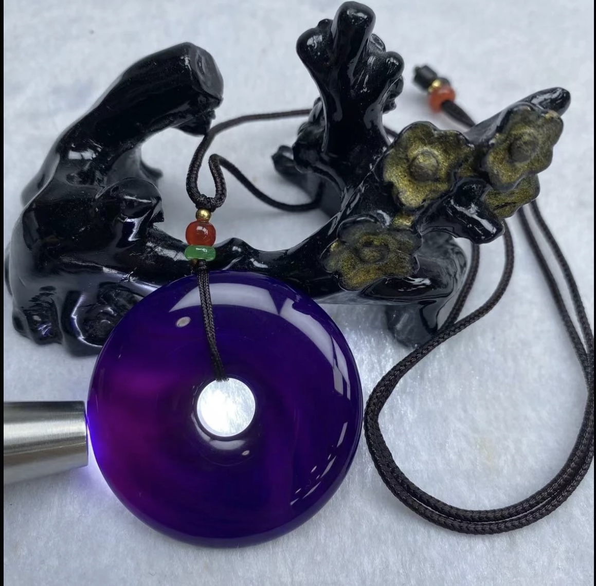  A190A188A296 舒俱玛瑙皇家紫平安扣吊坠手串