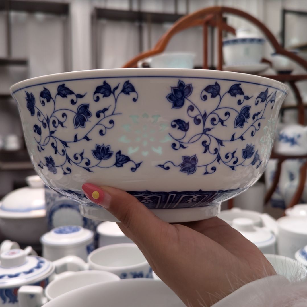 陶瓷万寿莲8.5寸汤碗一个