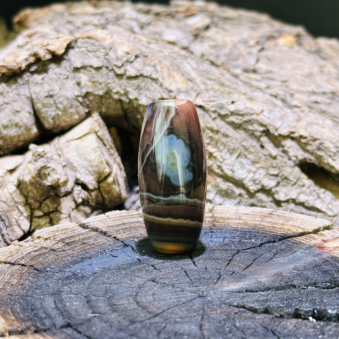 缠丝玛瑙 金砂眼蓝精灵 34mm*15.3mm