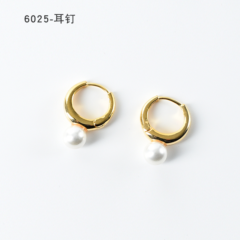 铜合金耳饰 简约镶嵌个性气质耳环小众设计高级感耳钉耳饰～6025