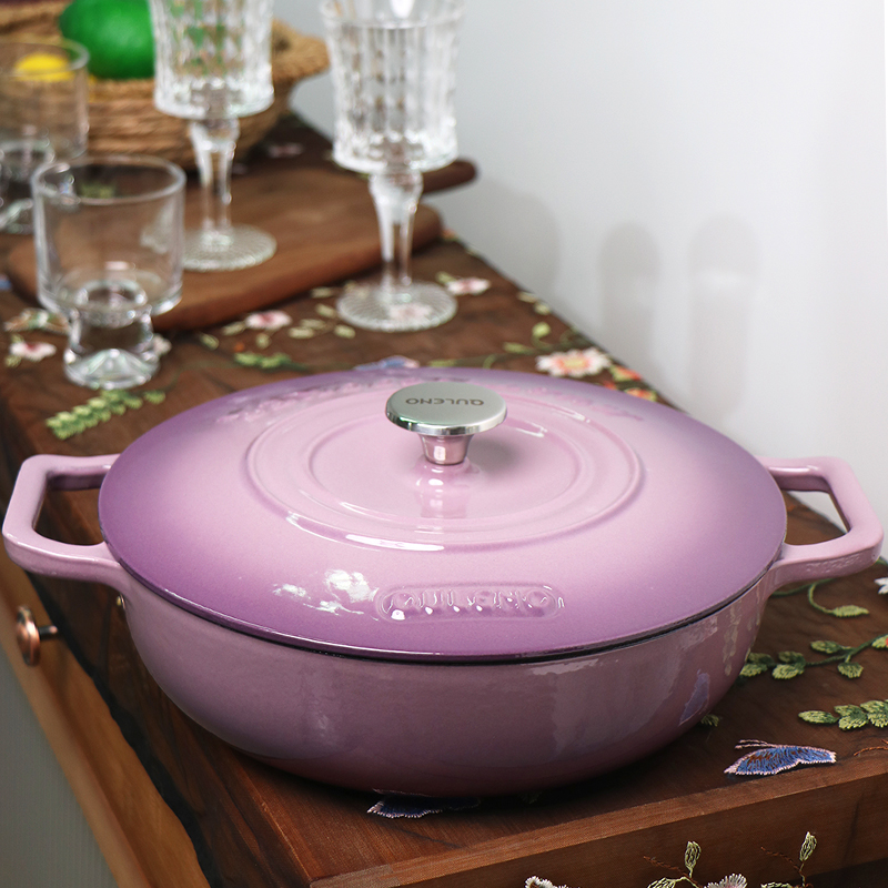 QULENO千乐欧女王锅26cm珐琅锅无涂层海鲜锅炒锅汤锅焖炖锅F