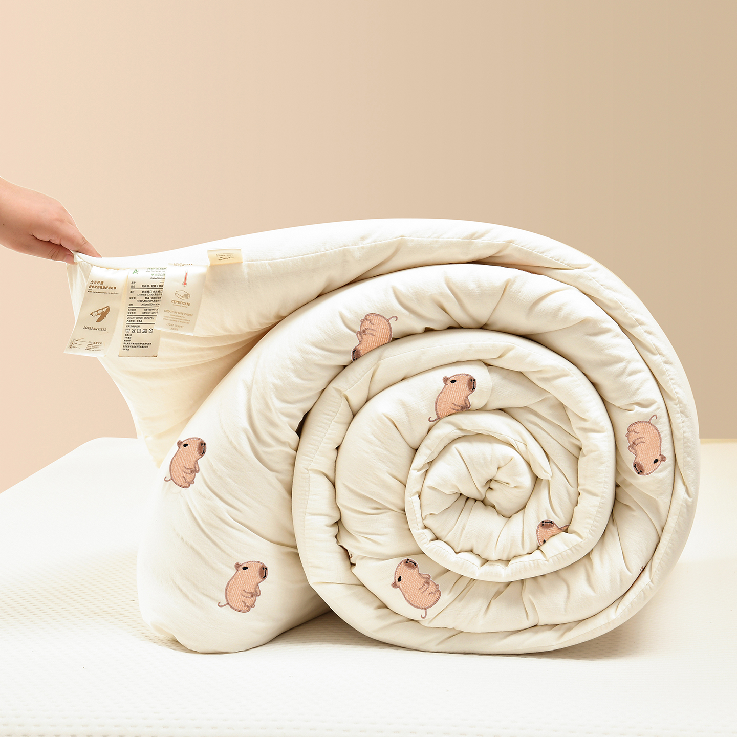 秋冬季加厚超软学生冬被子被芯针织大豆被芯秋被恒温保暖双面双人