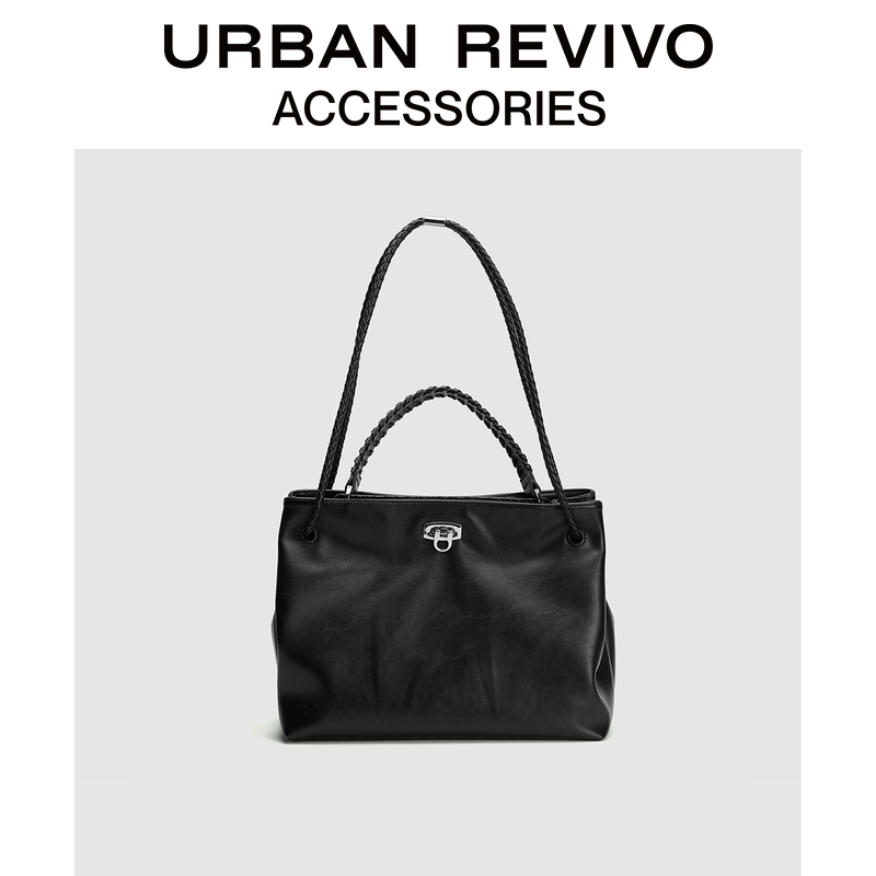 URBAN REVIVO2025冬季新款女士复古编织大容量单肩包25FAWBG0152#