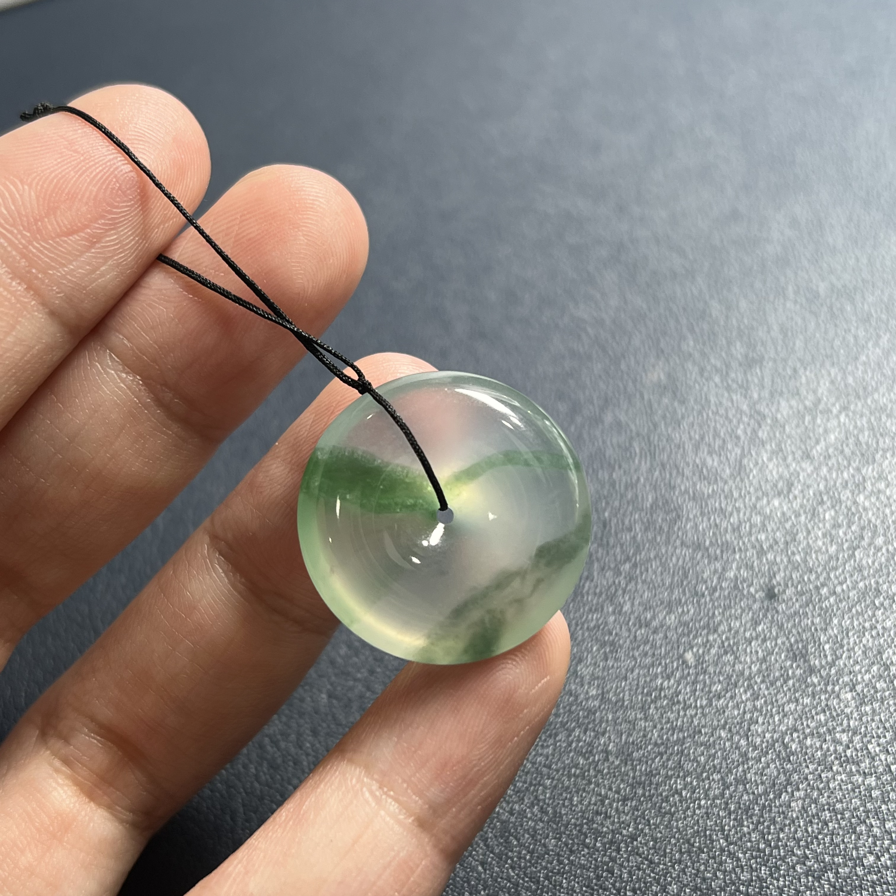 冰飘绿花平安扣吊坠23.5×5.8