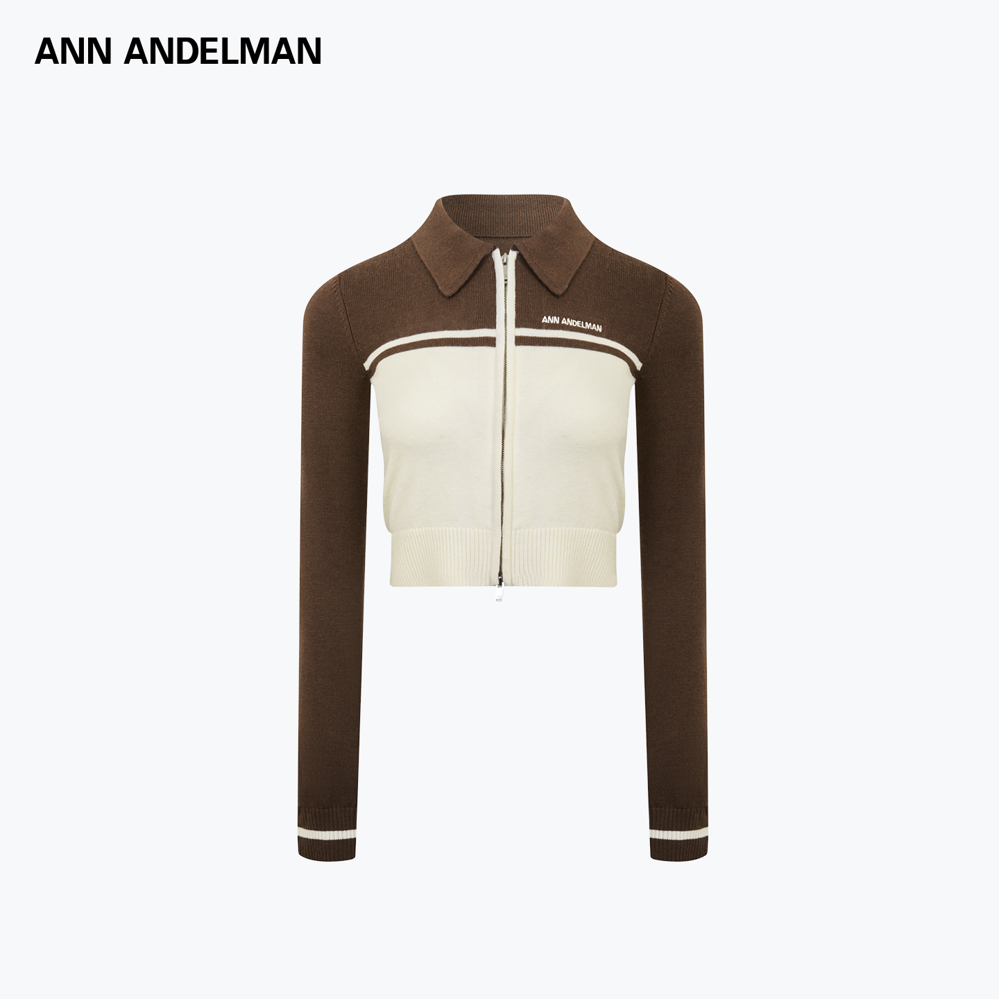 ANN ANDELMAN 25秋冬撞色薄毛织开衫上衣