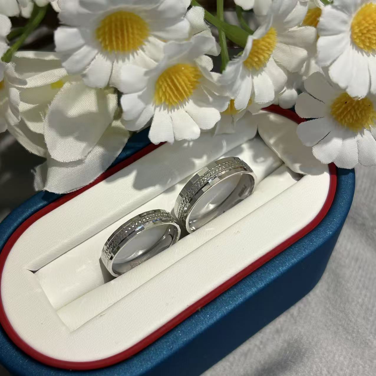 铂金PT950  精品车花对戒  开口戒指 情侣对戒