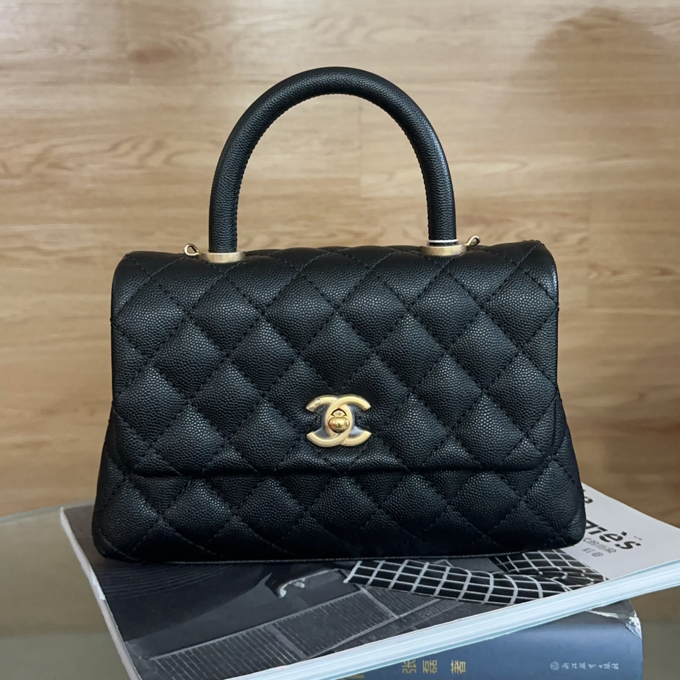 99新 Chanel/香奈儿 小号coco handle牛皮US5923