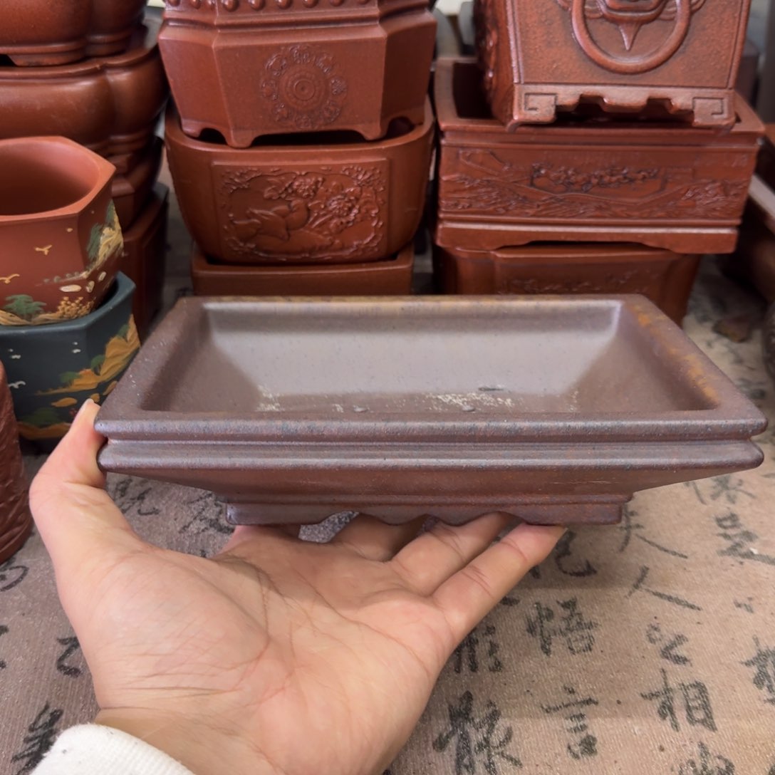 紫砂花盆宜兴紫砂正品19x13.5x3.5