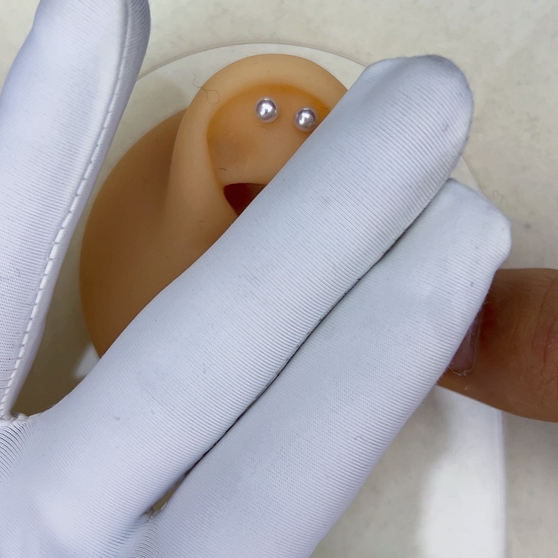 海水珍珠海水akoya天女耳钉3-4mm银S925镶嵌