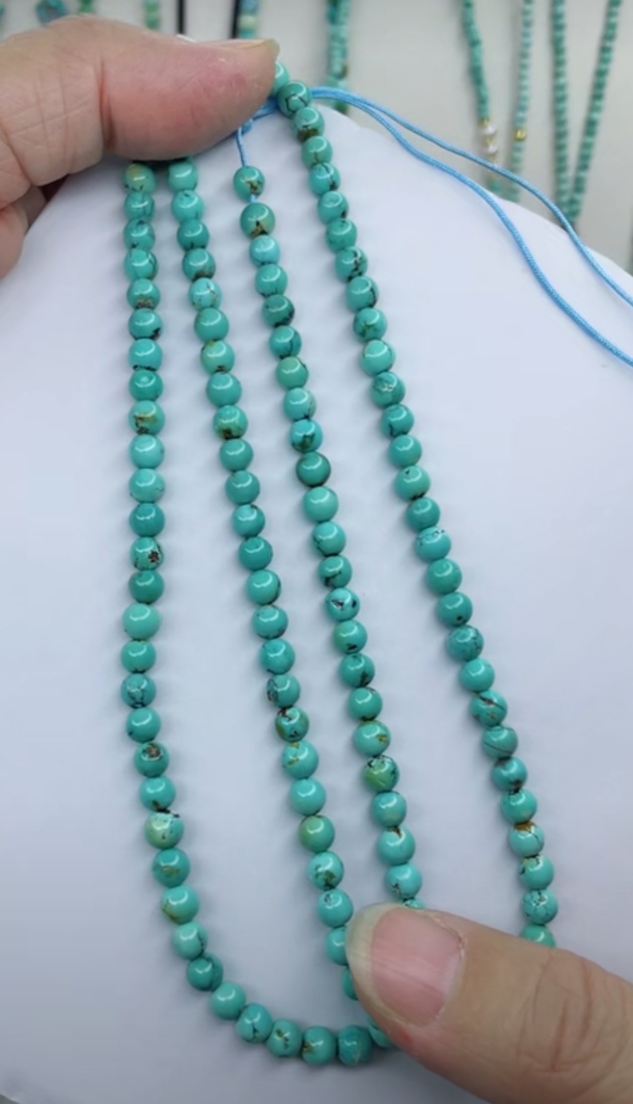 天然原矿绿松石米珠链