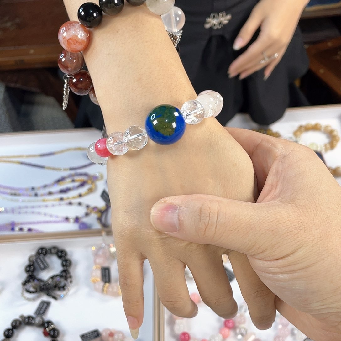 水晶手链银S925镀金镶嵌