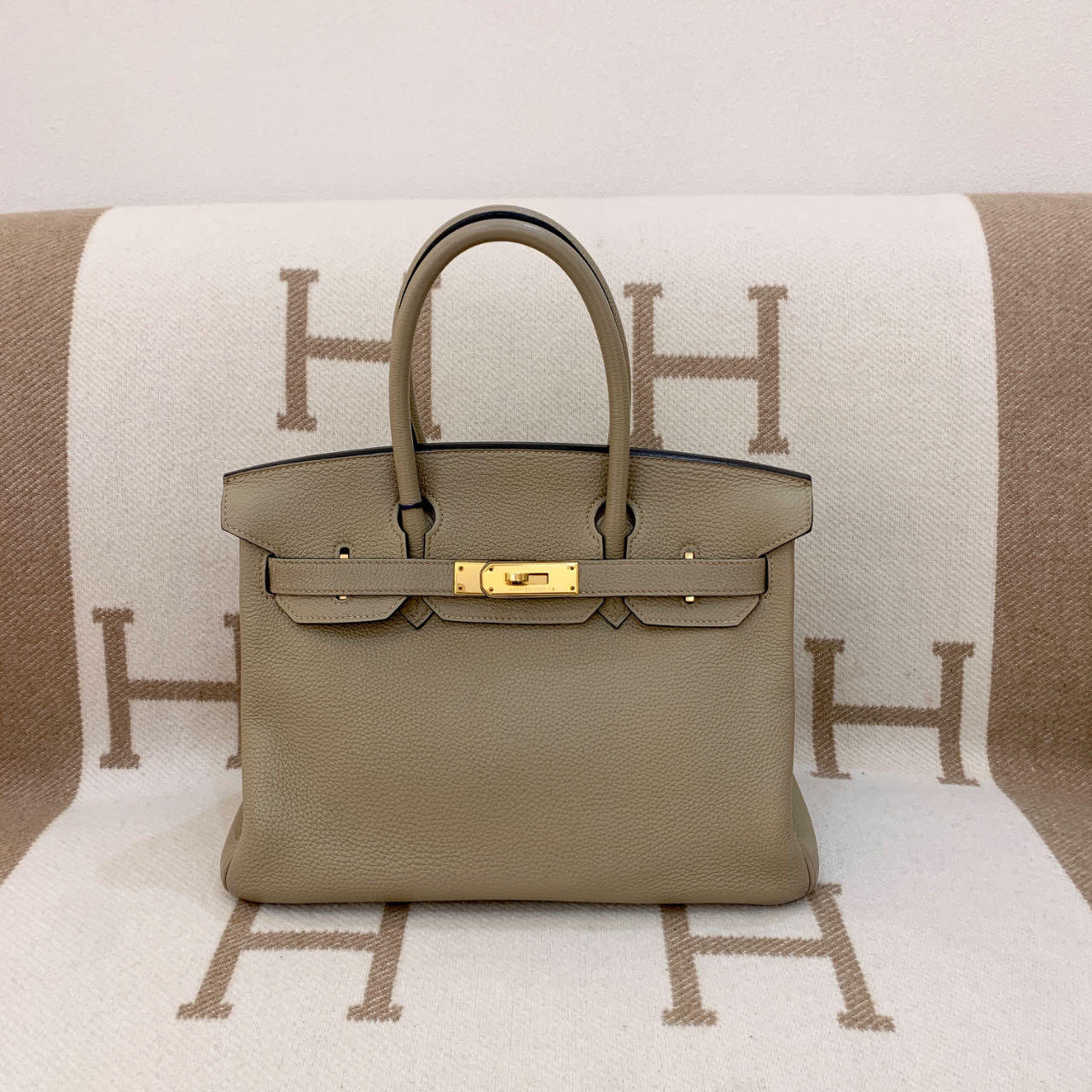 99新 Hermes/爱马仕 birkin 30 框N togo 斑鸠灰ac0212a2 