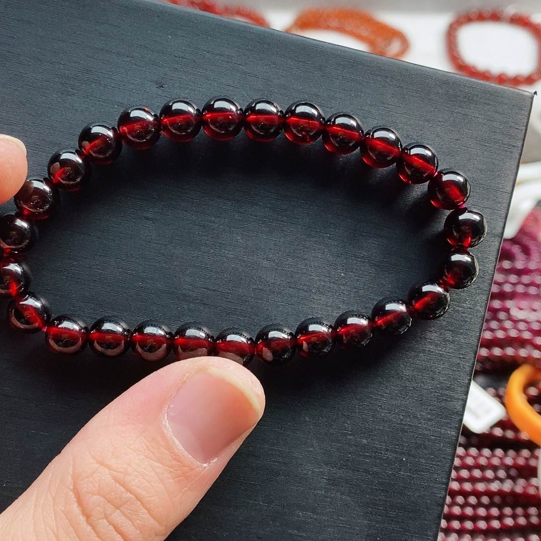 石榴石手链未镶嵌7mm精品