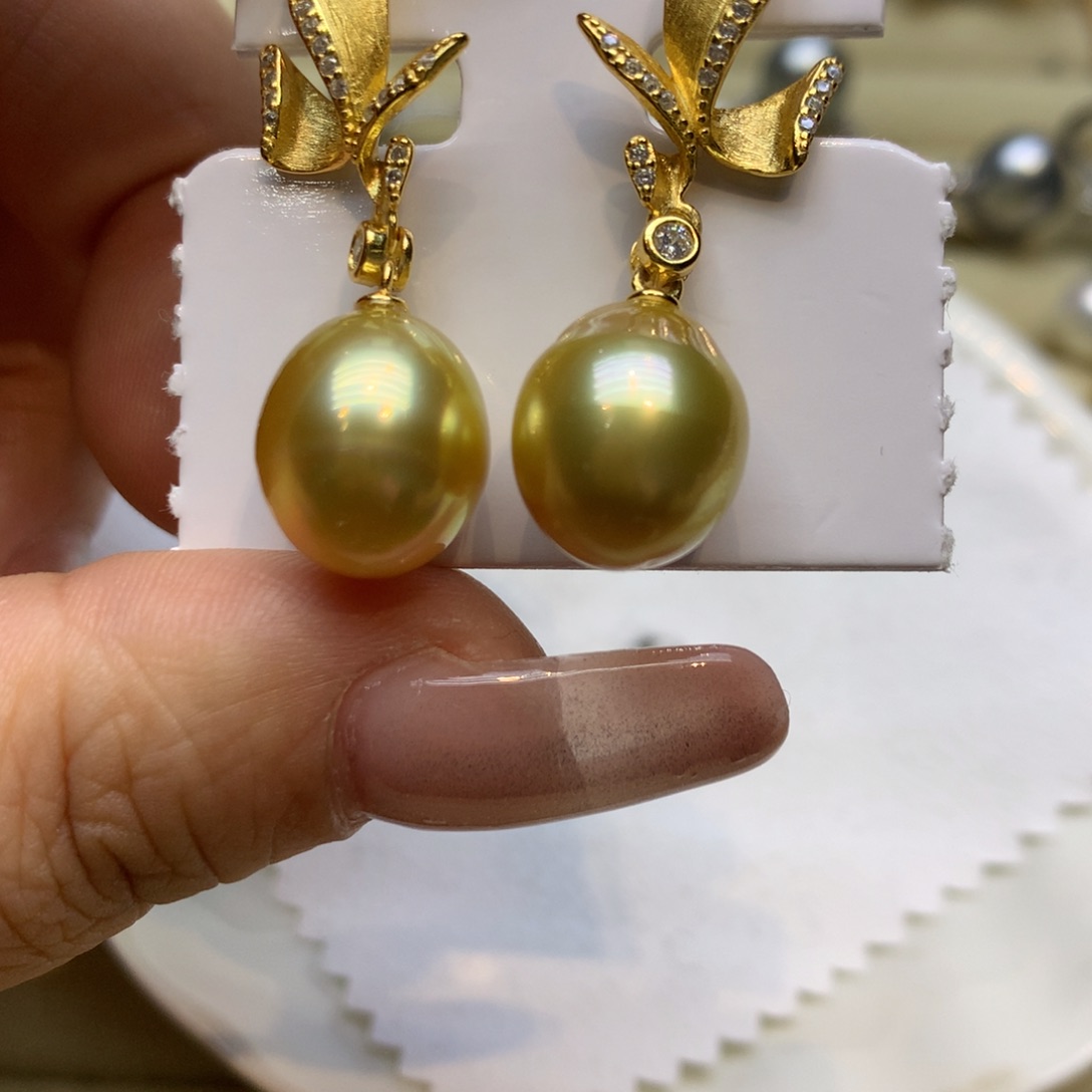 银S925镶嵌耳饰海水珍珠