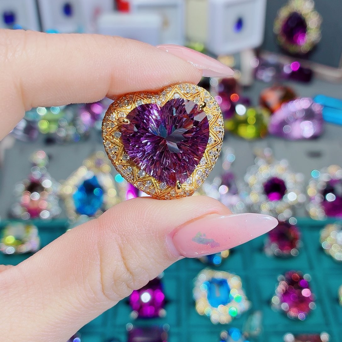 银S925镶嵌戒指水晶戒指