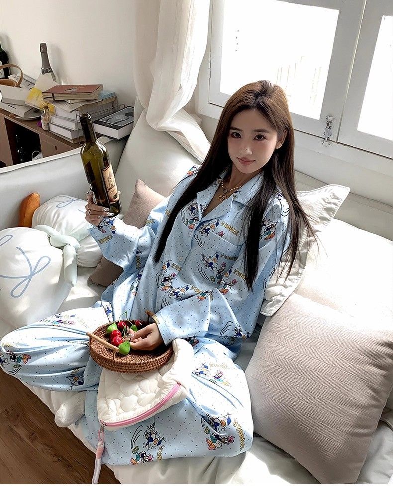 唐老鸭波点睡衣女秋季2025年新款长袖宽松风学生家居服套装可外出