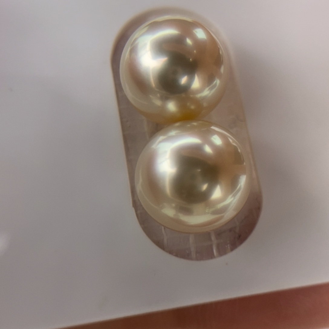 未镶嵌海水珍珠耳饰10.2-10.4mm正圆干枯玫瑰小极光