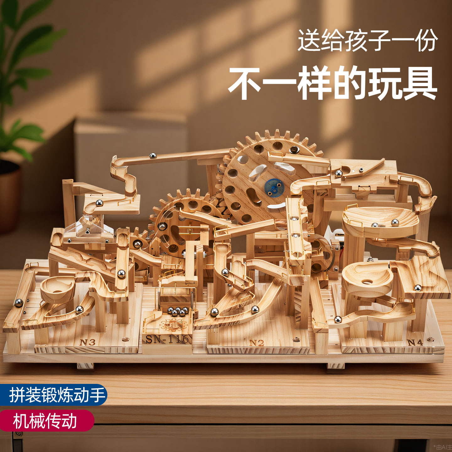 SN-116益智拼装高难度轨道滚珠积木智力弹珠动脑男孩玩具生日礼物