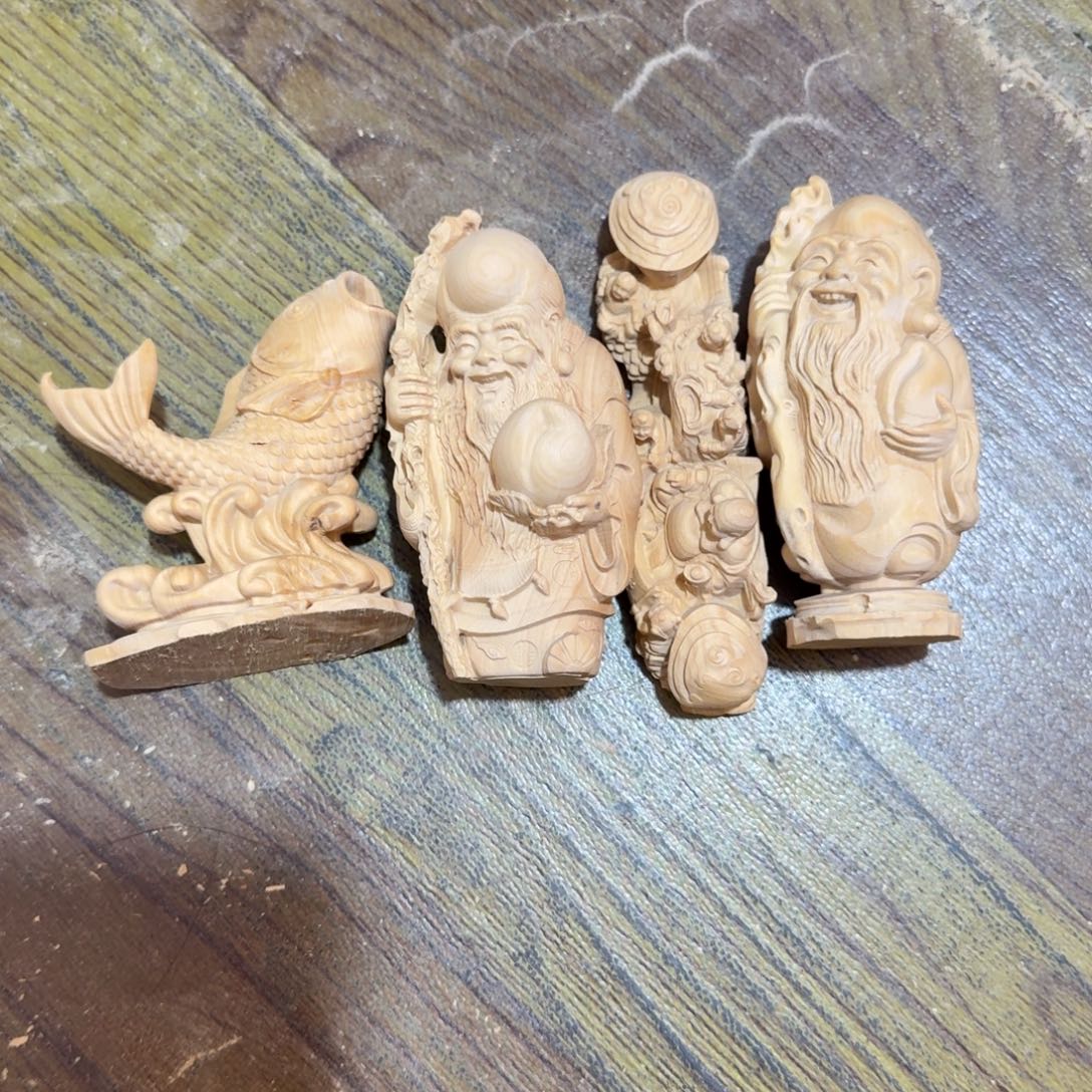 快***嗨黄杨木小叶黄杨木手把件4个有瑕