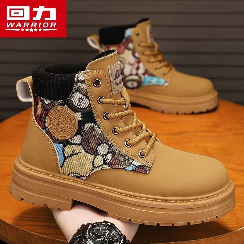 Warrior/回力马丁靴男2025新款大黄靴机车高帮英伦风短靴0637