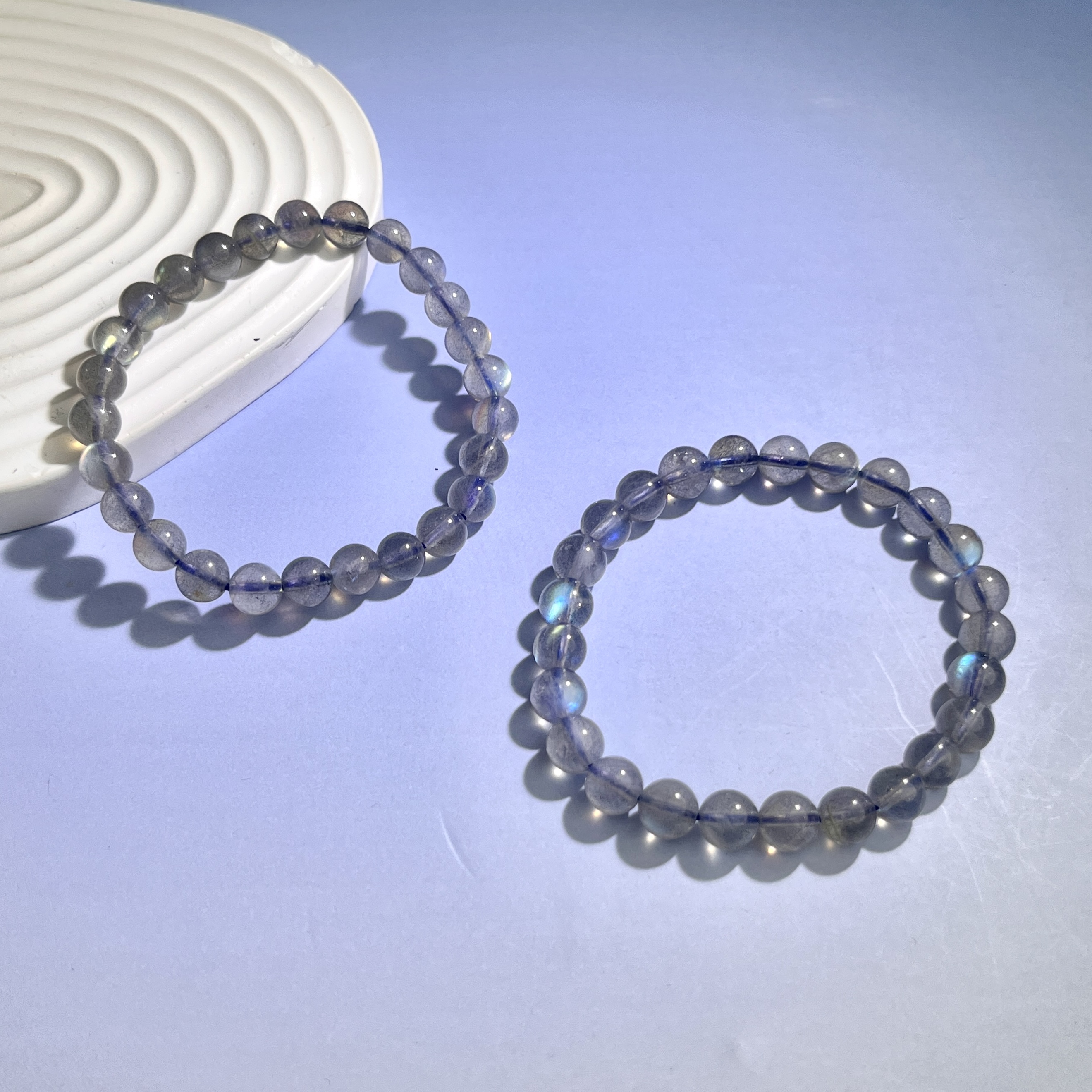 【铭记珠宝】灰月光单圈圆珠手串8-3DM01L835【多样性发一件】约6.5mm