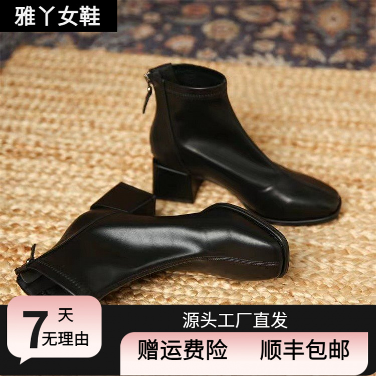 【万达撤柜】新款小个子长筒靴不过膝冬加绒骑士靴V口靴显瘦内增高