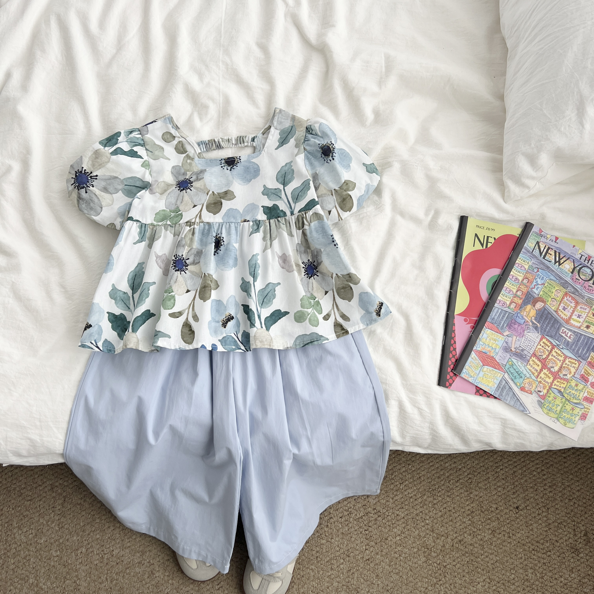 （现货）女童夏季休闲套装韩版衣服小女孩无袖上衣两件套CBTXW50133