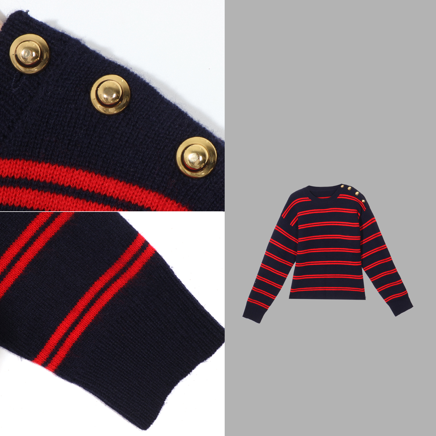 凯特丝蓓3169#【幂幂】字母条纹宽松毛衣针织衫