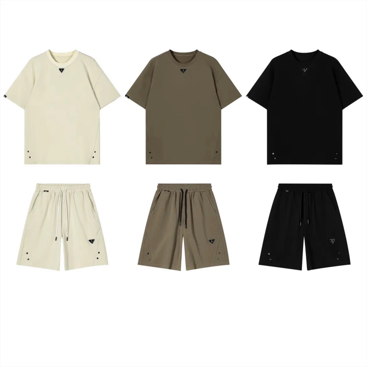 【断码清仓】FA030男士夏季宽松纯色时尚套装短袖日系百搭短裤潮