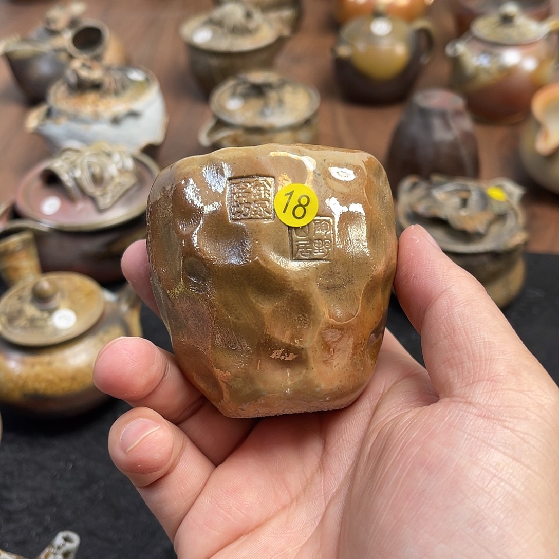 瓷片18号柴烧手捏杯