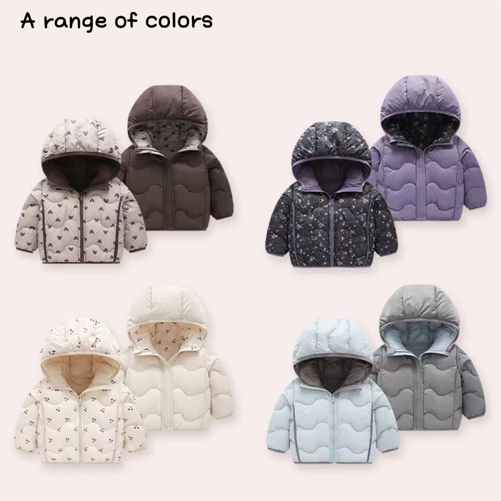 【三防印花双面穿棉服 】童装轻薄小童衣服宝宝棉袄秋冬儿童外套