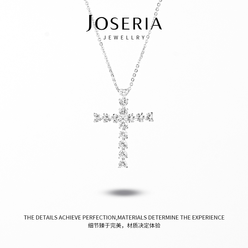 铜合金合成锆石项链 水滴十字架满钻锁骨链项链XL0001