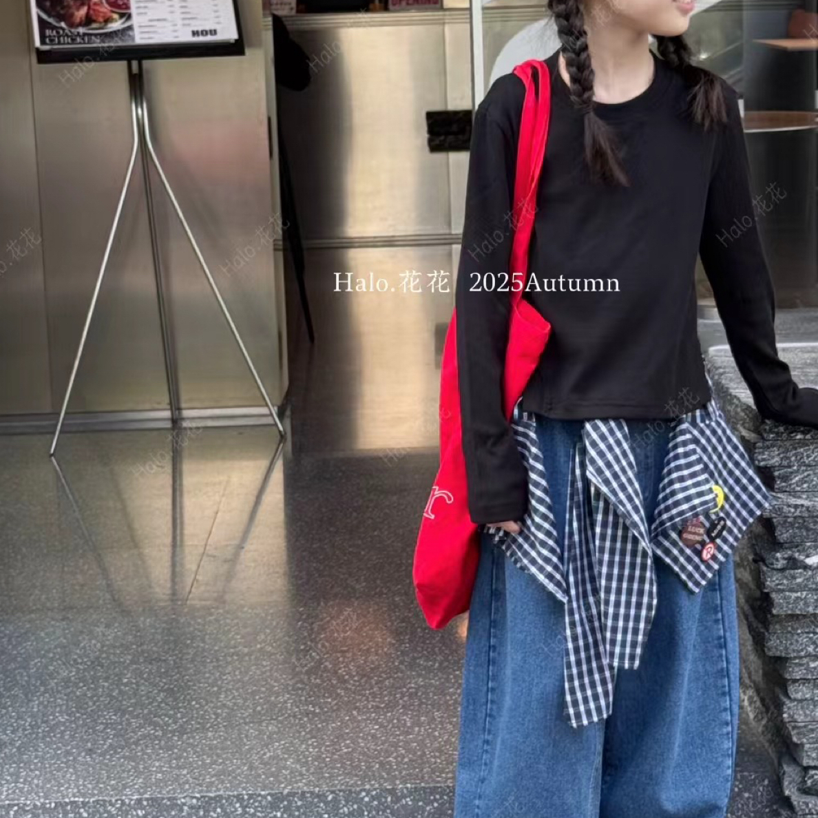 女童休闲牛仔裤屁帘可拆