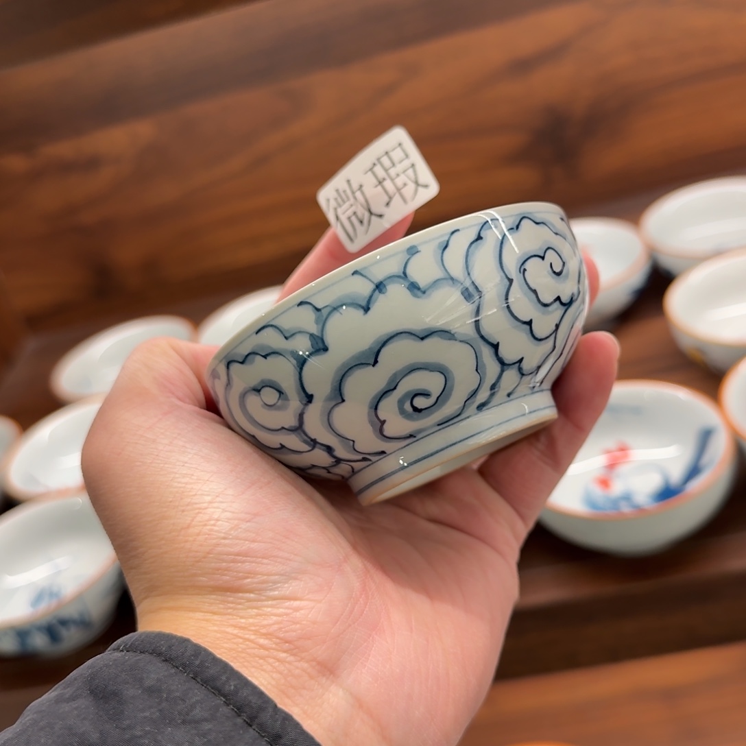 釉下手绘茶具微瑕