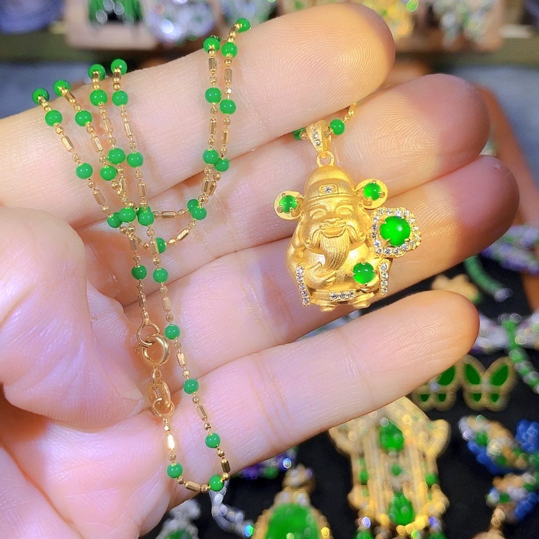 吊坠(不含链)银S925镶嵌翡翠