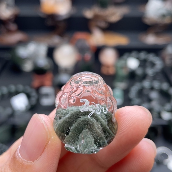 颈饰未镶嵌水晶绿幽灵千层金字塔貔貅